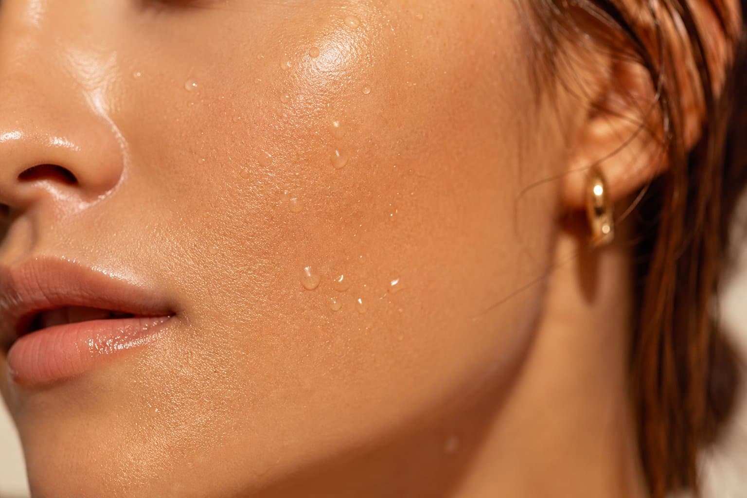 Close-up of healthy, luminous skin